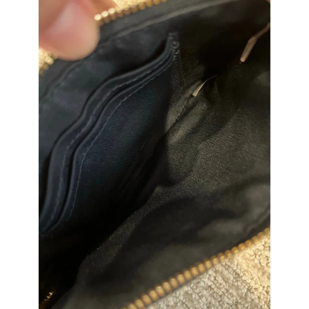 Coach Navy Signature Wristlet Card Holder with Gold Logo